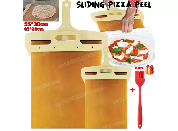 SLIDING PIZZA PEEL THE PIZZA PEEL WITH BRUSH TRANSFERS PERFECTL PIZZA PADDLE  WITH HANDLE PIZZA SPATULA PADDLE FOR KITCHEN OVENS