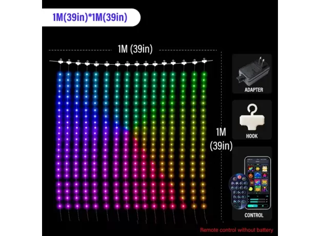 400LED SMART CURTAIN LIGHTS, RGBIC COLOR CHANGING CHRISTMAS LIGHTS STRING DIMMABLE DIY PATTERNS WITH MUSIC FOR BEDROOM COURTYARD