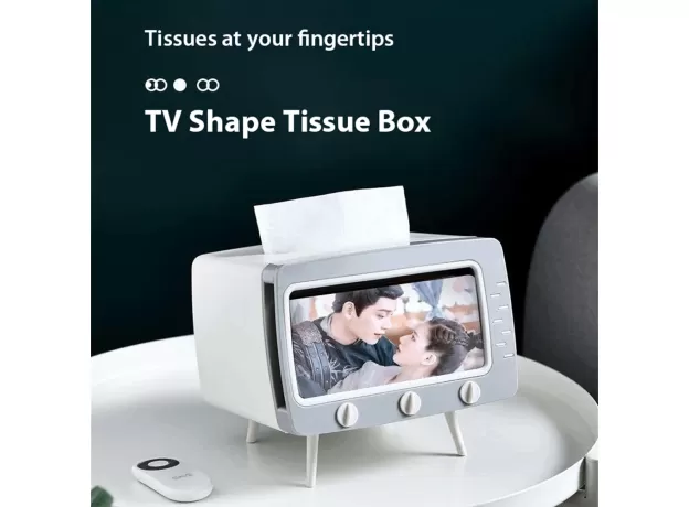 TV MOBILE PHONE STAND WITH TISSUE BOX