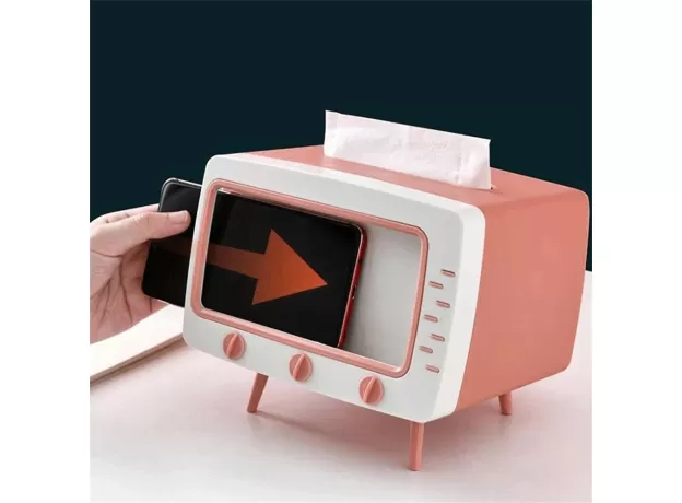 TV MOBILE PHONE STAND WITH TISSUE BOX