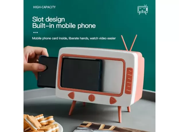 TV MOBILE PHONE STAND WITH TISSUE BOX
