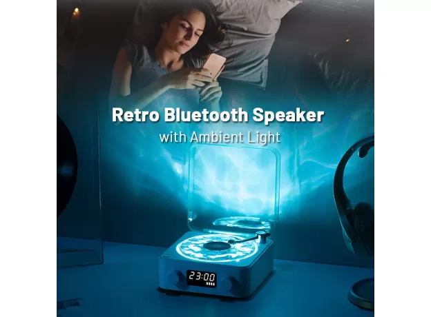 MINI RETRO WHITE NOISE BLUETOOTH SPEAKER - PORTABLE VINTAGE SLEEP AID BLUETOOTH SPEAKER - SUBWOOFER WITH RGB LIGHT SUPPORT TF CARD