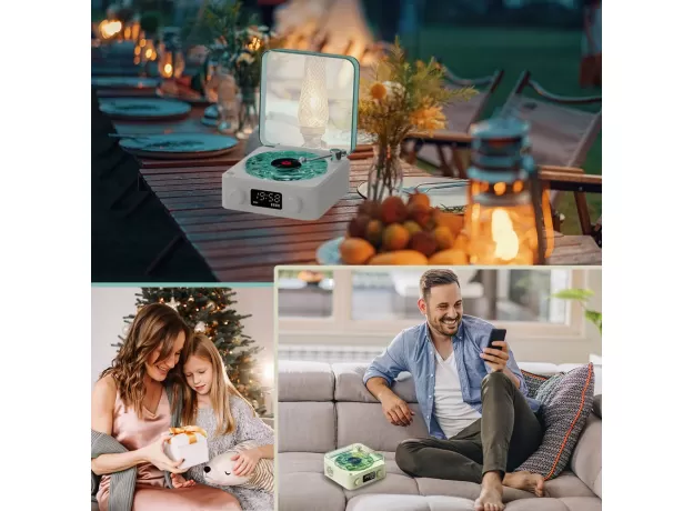 MINI RETRO WHITE NOISE BLUETOOTH SPEAKER - PORTABLE VINTAGE SLEEP AID BLUETOOTH SPEAKER - SUBWOOFER WITH RGB LIGHT SUPPORT TF CARD