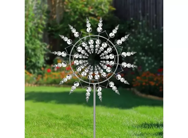 NEW UNIQUE AND MAGICAL METAL WINDMILL 3D WIND POWERED KINETIC SCULPTURE LAWN METAL WIND SOLAR SPINNERS YARD AND GARDEN DECOR
