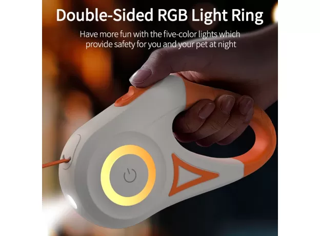 ROJECO 5M RETRACTABLE DOG LEASH - AUTOMATIC RETRACTABLE DOG LEASH - ROPE FOR DOG LEADS - LED LIGHT