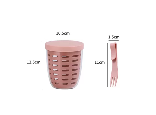 1PC DRIPABLE FRUIT CUP WITH FORK FOOD - LARGE CAPACITY FOOD STORAGE CONTAINERS - PICNIC BUCKET - SALAD CUP - STUDENT PORTABLE