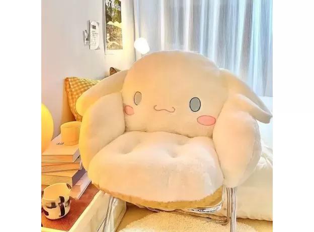 AOGER BIG SIZE CUTE CINNAMOROLL PLUSH - HALF SURROUNDED BLACK KUROMI CUSHION - BACKREST DORMITORY OFFICE NON-SLIP CHAIR CUSHION