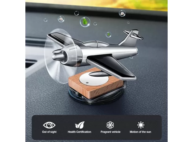 CAR INTERIOR ACCESSORIES - SOLAR AIRPLANE MODEL CENTER CONSOLE DECORATION - AIR FRESHENER