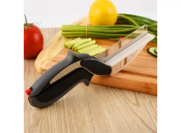 DOBELI SEPARABLE STAINLESS STEEL - BARBECUE STEAK CUTTING SHEAR HOUSEHOLD VEGETABLE SCISSORS 2 IN 1- MULTI KITCHEN TOOL FRUIT KNIFE
