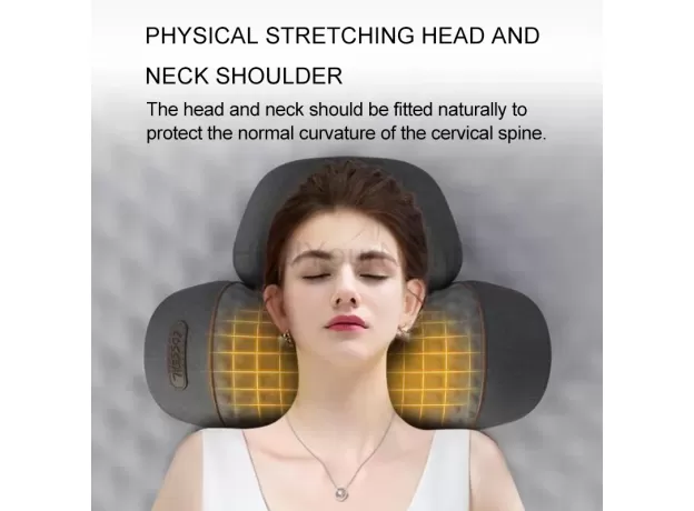 ELECTRIC NECK MASSAGE PILLOW - HEATING VIBRATION NECK MASSAGER - BACK CERVICAL TRACTION RELAX SLEEPING MEMORY FOAM SPINE SUPPORT
