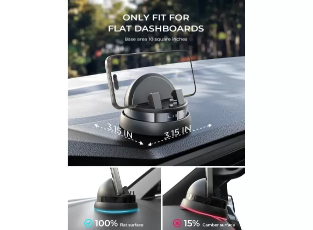 LISEN CAR PHONE HOLDER MOUNT DASHBOARD - 360° ROTATABLE DASHBOARD CELL PHONE HOLDER
