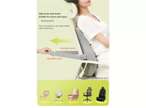 MEMORY FOAM OFFICE CHAIR CUSHION - CAR SEAT SUPPORT WAIST PILLOW - MASSAGE LUMBAR ORTHOPEDIC PILLOW