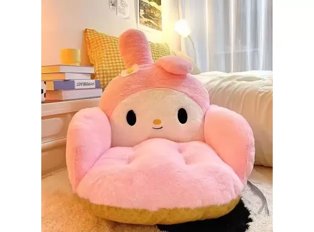AOGER BIG SIZE CUTE CINNAMOROLL PLUSH - HALF SURROUNDED BLACK KUROMI CUSHION - BACKREST DORMITORY OFFICE NON-SLIP CHAIR CUSHION