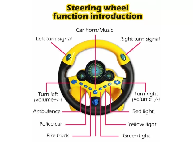 KIDS ELECTRIC SIMULATION STEERING WHEEL TOY - WITH LIGHT AND SOUND EDUCATIONAL CHILDREN
