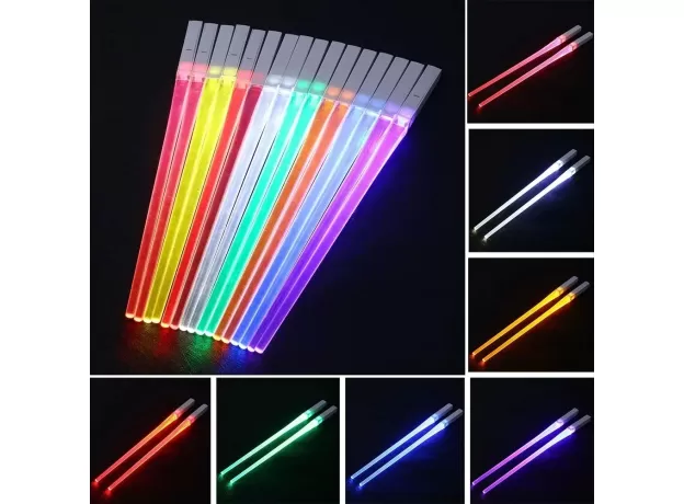 1 PAIR LED - LIGHTSABER CHOPSTICKS LUMINOUS REUSABLE KITCHEN LIGHT-  LED CHOPSTICK GLOWING