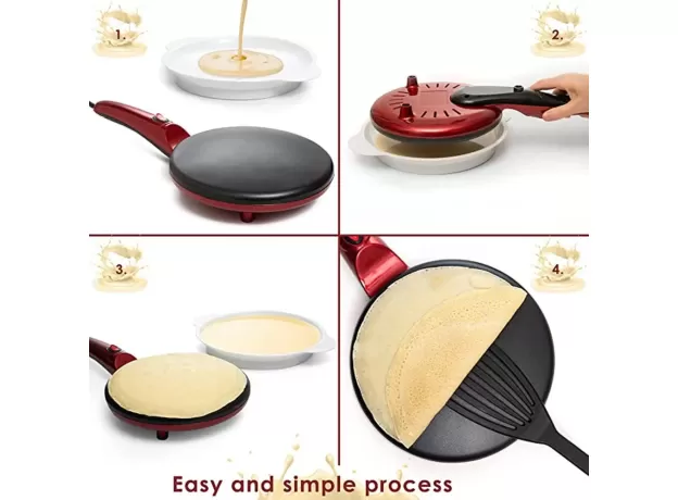 CREPE MAKER PIZZA PANCAKE MACHINE - NON-STICK GRIDDLE BAKING PAN- KITCHEN APPLIANCE COOKING TOOLS