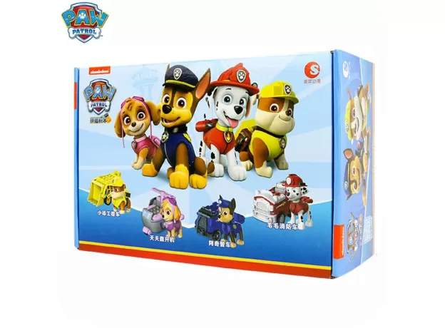 CHASE PAW PATROL - 4PCS/SET ORIGINAL BOX 100% GENUINE - MARSHALL SKYE RUBBLE - SUPER PUPS PULL BACK - TOY VEHICLES - KIDS BIRTHDAY GIFT
