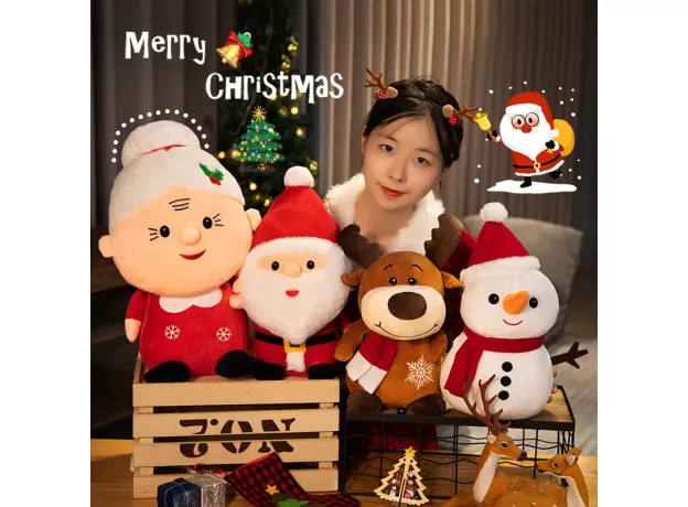 CHRISTMAS GIFTS - XMAS SOFT TOYS - SNOWMAN PLUSH -  SANTA CLAUS PLUSH TOY - ELK PLUSH TOY - STUFFED SOFT TOYS