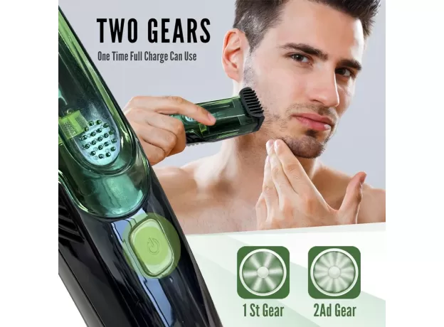 CORDLESS BEARD TRIMMER - RECHARGEABLE BEARD TRIMMER - ELECTRIC SHAVER WITH VACUUM - BEARD GROOMING KIT - BEST TRIMMER FOR MEN