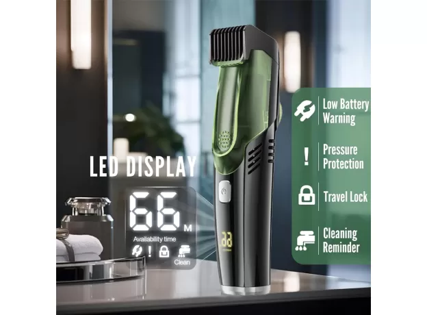 CORDLESS BEARD TRIMMER - RECHARGEABLE BEARD TRIMMER - ELECTRIC SHAVER WITH VACUUM - BEARD GROOMING KIT - BEST TRIMMER FOR MEN