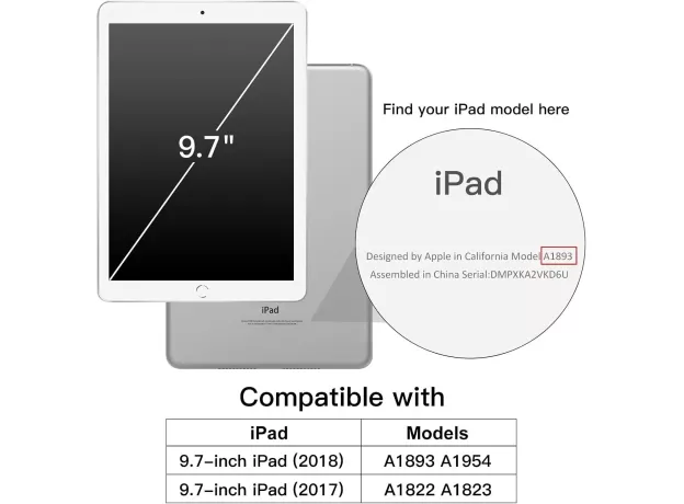 JETECH CASE FOR IPAD 9.7-INCH (6TH/5TH GEN, 2018/2017) – SMART COVER WITH AUTO WAKE/SLEEP - LIGHTWEIGHT IPAD STAND COVER