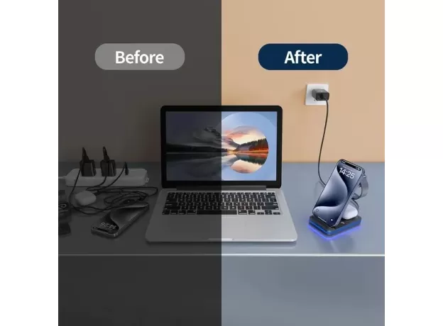 MANKIW WIRELESS CHARGING STATION - 3 IN 1 FOLDABLE WIRELESS CHARGER FOR IPHONE - FAST WIRELESS CHARGING DOCK FOR APPLE DEVICES