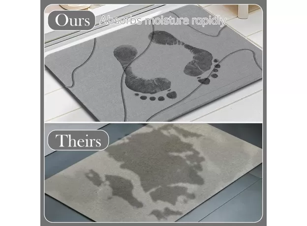 NAYAHOSE DIATOMACEOUS EARTH BATH MAT - FAST-DRYING NON-SLIP NATURAL STONE BATHROOM MAT SET