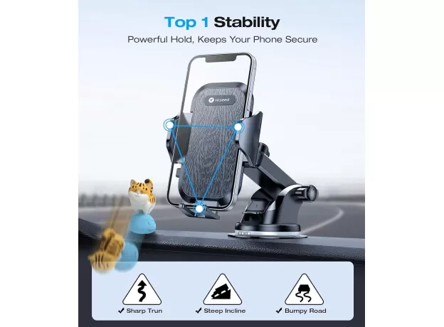 VICSEED CAR HEAVY-DUTY PHONE HOLDER - DASHBOARD & WINDSHIELD PHONE HOLDER - MILITARY-GRADE 66+ LBS SUCTION UNIVERSAL PHONE HOLDER