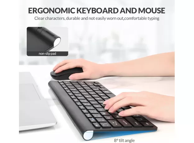 RII WIRELESS KEYBOARD AND MOUSE SET - ULTRA SLIM 2.4G KEYBOARD AND MOUSE - WIRELESS KEYBOARD AND MOUSE FOR PC, LAPTOP