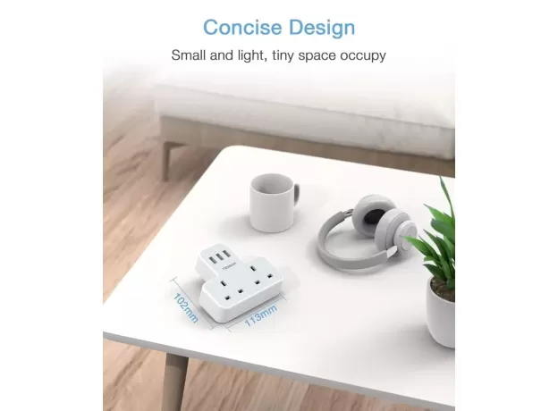 UK TO US PLUG ADAPTER WITH USB PORTS - TRAVEL ADAPTER UK TO USA - GROUNDED USA PLUG ADAPTER WITH 3 USB PORTS