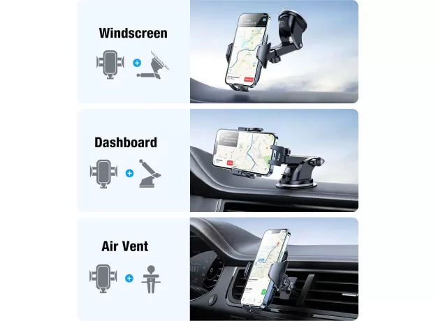 VICSEED CAR HEAVY-DUTY PHONE HOLDER - DASHBOARD & WINDSHIELD PHONE HOLDER - MILITARY-GRADE 66+ LBS SUCTION UNIVERSAL PHONE HOLDER