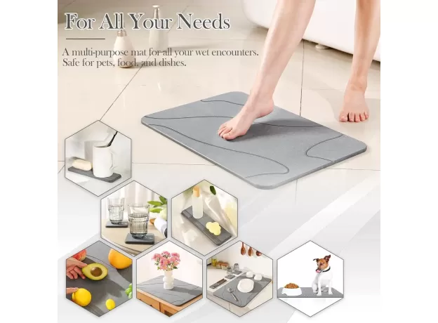 NAYAHOSE DIATOMACEOUS EARTH BATH MAT - FAST-DRYING NON-SLIP NATURAL STONE BATHROOM MAT SET