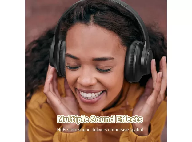 KVIDIO BLUETOOTH HEADPHONES OVER-EAR – 65 HOURS PLAYTIME, FOLDABLE WIRELESS HEADSET WITH MICROPHONE & HIFI BASS