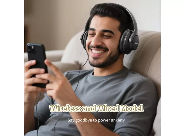 KVIDIO BLUETOOTH HEADPHONES OVER-EAR – 65 HOURS PLAYTIME, FOLDABLE WIRELESS HEADSET WITH MICROPHONE & HIFI BASS