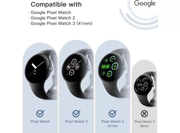 JETECH 2-PACK PROTECTIVE CASE FOR GOOGLE PIXEL WATCH 3/2/1 (41MM) - HARD PC BUMPER WITH BUILT-IN TEMPERED GLASS