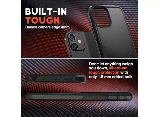 NTG MILITARY GRADE SHOCKPROOF CASE FOR IPHONE 12 - SLIM DUAL-LAYER HARD PROTECTIVE COVER