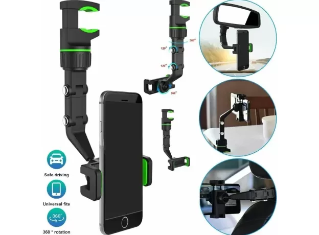 MULTIFUNCTIONAL REARVIEW MIRROR PHONE HOLDER - ADJUSTABLE HANDS-FREE CAR PHONE MOUNT