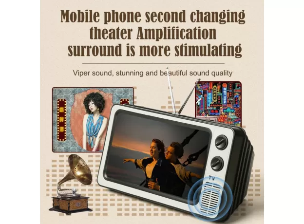 SCREEN MAGNIFIER FOR PHONES - RETRO TV HD VIDEO AMPLIFIER & ENLARGED MOBILE HOLDER - ENLARGED MOBILE SCREEN VIEWER