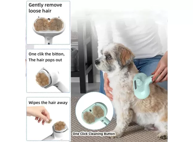PET STEAM GROOMING COMB - STEAM BRUSH FOR DOGS & CATS, DETANGLING AND HAIR REMOVAL