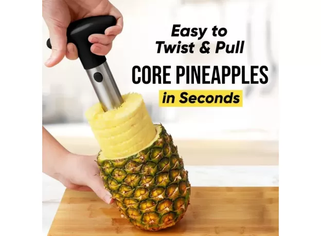 STAINLESS STEEL PINEAPPLE CUTTER - SPIRAL ROTARY PINEAPPLE SLICER - PINEAPPLE PEELER & CORE SEPARATOR