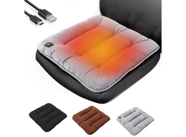 CAR HEATED SEAT CUSHION - ELECTRIC WARM CAR SEAT PAD - WINTER PLUSH QUICK-HEATING SEAT PAD FOR CARS