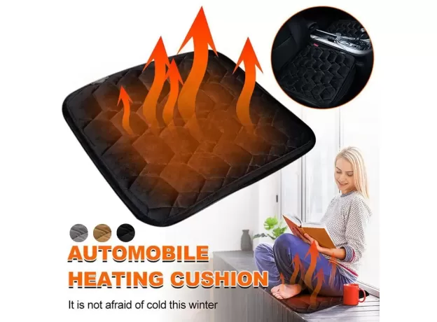 CAR HEATED SEAT CUSHION - ELECTRIC WARM CAR SEAT PAD - WINTER PLUSH QUICK-HEATING SEAT PAD FOR CARS