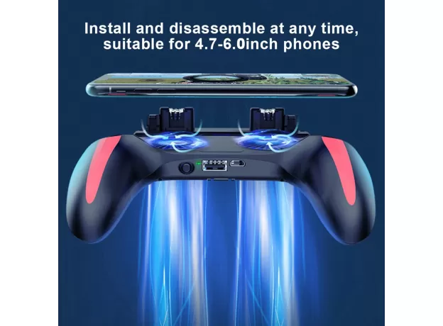 H10 MOBILE PHONE GAME HANDLE WITH DUAL FAN COOLING - SHOOTING JOYSTICK CONTROLLER FOR IOS & ANDROID