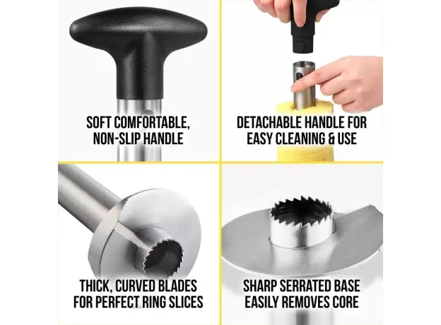 STAINLESS STEEL PINEAPPLE CUTTER - SPIRAL ROTARY PINEAPPLE SLICER - PINEAPPLE PEELER & CORE SEPARATOR