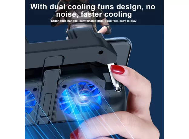 H10 MOBILE PHONE GAME HANDLE WITH DUAL FAN COOLING - SHOOTING JOYSTICK CONTROLLER FOR IOS & ANDROID