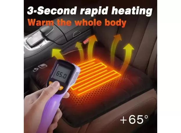 CAR HEATED SEAT CUSHION - ELECTRIC WARM CAR SEAT PAD - WINTER PLUSH QUICK-HEATING SEAT PAD FOR CARS