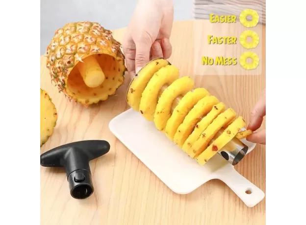 STAINLESS STEEL PINEAPPLE CUTTER - SPIRAL ROTARY PINEAPPLE SLICER - PINEAPPLE PEELER & CORE SEPARATOR