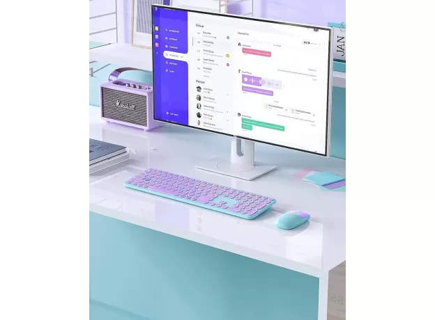 WIRELESS KEYBOARD AND MOUSE SET - COLORFUL USB & USB-C COMBO FOR WINDOWS AND MAC - STYLISH WIRELESS KEYBOARD MOUSE COMBO