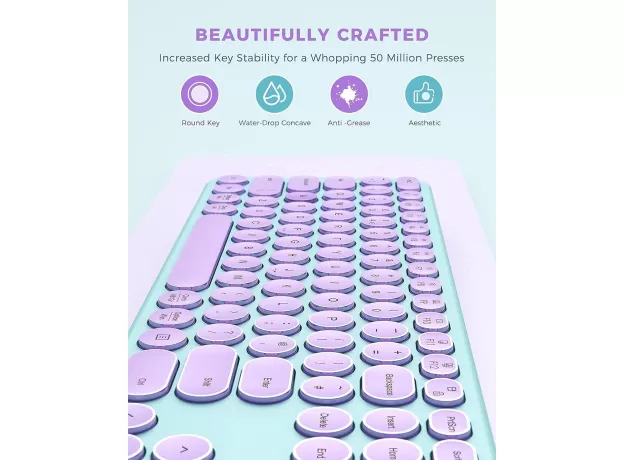 WIRELESS KEYBOARD AND MOUSE SET - COLORFUL USB & USB-C COMBO FOR WINDOWS AND MAC - STYLISH WIRELESS KEYBOARD MOUSE COMBO