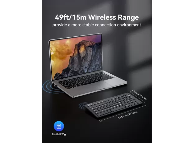 TECKNET 2.4GHZ WIRELESS KEYBOARD UK LAYOUT – COMPACT SILENT MINI KEYBOARD FOR WINDOWS & CHROME OS, WHISPER-QUIET KEYS, 12-MONTH BATTERY LIFE, BLACK